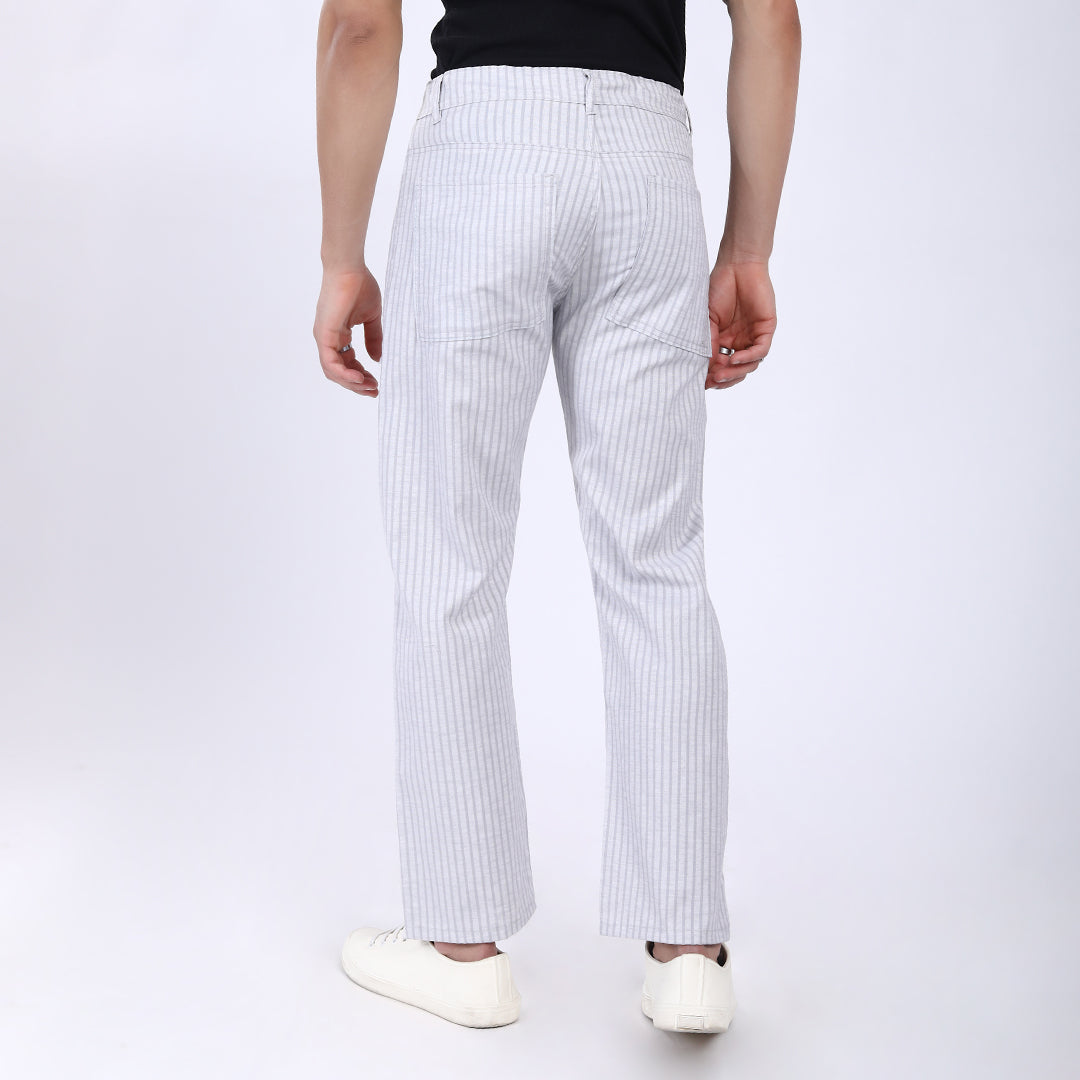 LIGHT GREY STRIPE LINEN PANTS 4913-4